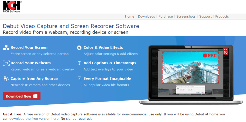 Debut screencasting and screen recording software