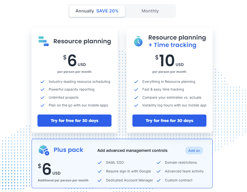 Float project management software pricing