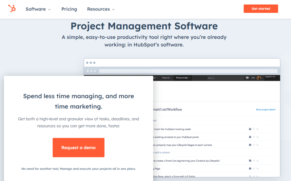 Hubspot project management software 