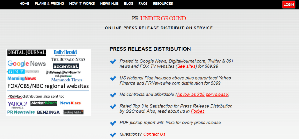 PR Underground Press Release Distribution Service